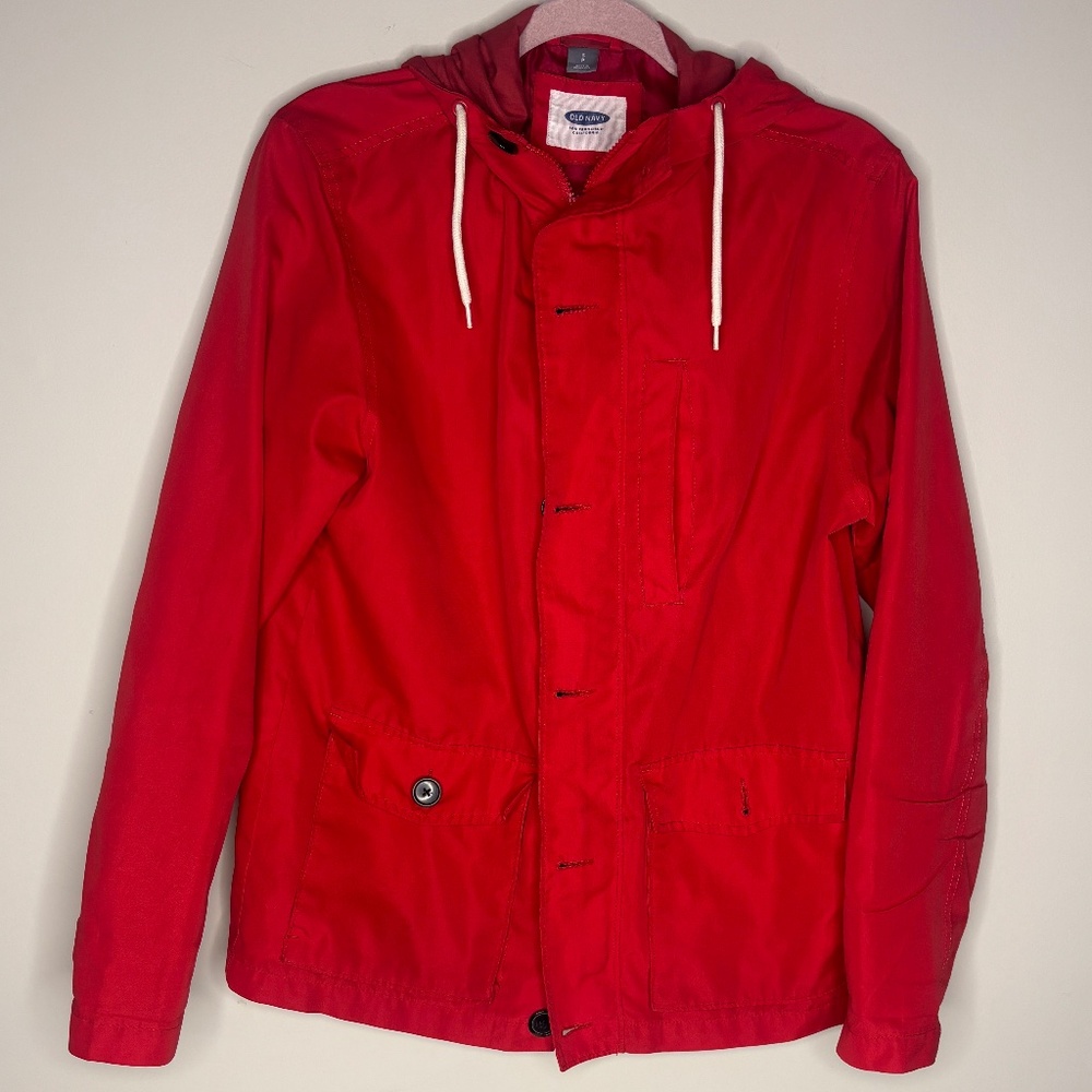 Old Navy Red Water Resistant Hooded Raincoat Women’s Size Small S
